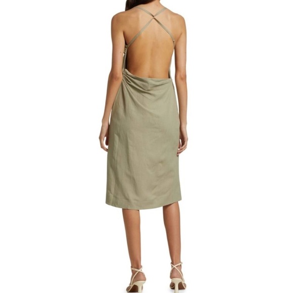 Jacquemus Linen La Robe Laurier Midi Dress Sage Green - Picture 7 of 15